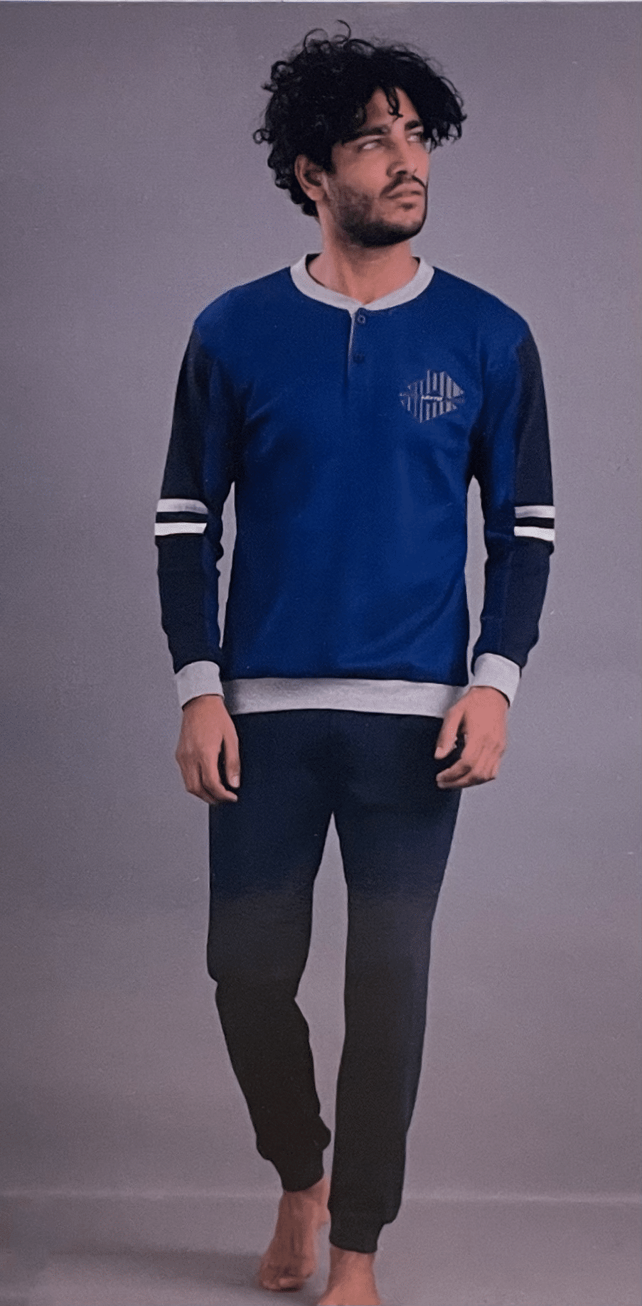 Pigiama Uomo Lotto In Cotone Mercerizzato - Manica Lunga, Leggero, Anche Per Taglie Forti